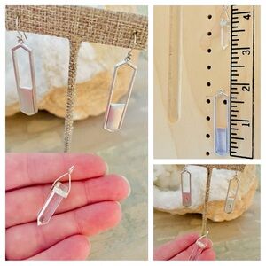 925 Silver Crystal Terminated Clear Quartz Pendant with Drop Earrings